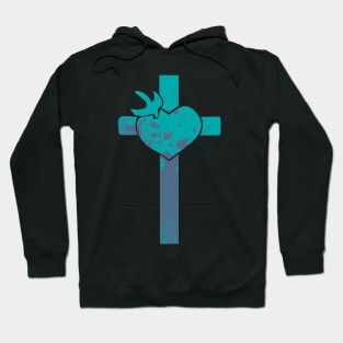 Cross with heart and Dove Hoodie